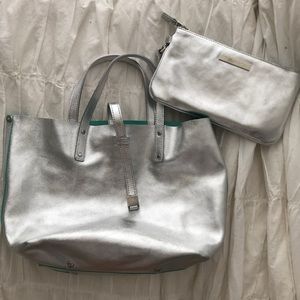 Small reversible suede tote
